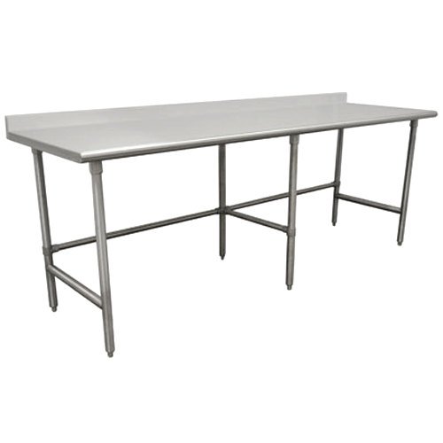 Advance Tabco - TKMSLAG-248-X - 96 in x 24 in Stainless Steel Work Table w/Open Base and 5 in Backsplash