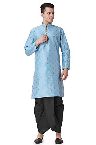 Image of Royal Kurta Men's Silk Blend Printed Kurta Dhoti Set