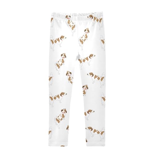 CaTaKu Girls Leggings Cute Spotted Dog Leggings for Girls Kids Athletic Workout Yoga Pants Size 4-10T