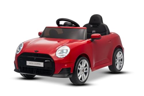 Voiture électrique BMW Mini Cooper 12V, Rouge, Lecteur MP3 avec Connexion USB et Bluetooth, télécommande 2,4 GHz, Moteur 2 x 25 W, Batterie Lithium, phares...