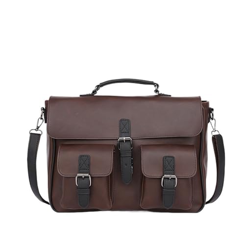 Leather Briefcase for Women Men's Casual Shoulder Crossbody Bags Large Capacity Business Commuting Messenger Bag Men Briefcases