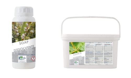 SOAP SAPONE MOLLE 500 ml + COVER Si POLVERE DI ROCCIA VULCANICA kg 1. ASCIUGANTE detergente su ORGANISMI parassiti, su melata e fumaggine. Professionale.100% Biologico e Naturale