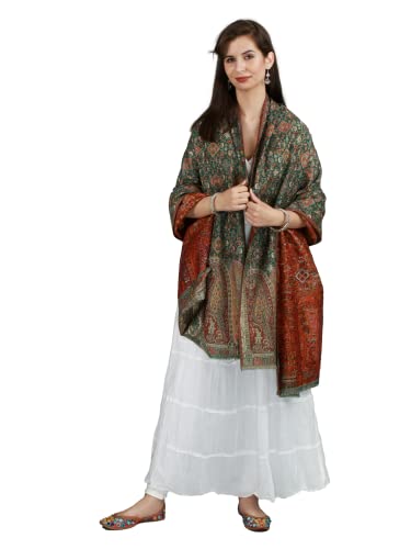 Châle Jamawar en laine de Amritsar tissé main luxe avec motifs cachemire géants