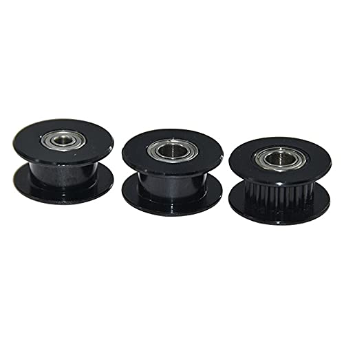 Lysee 3D Printer Parts & Accessories - 20pcs Black GT2 Idler Pulley for 3D Printer Parts Aluminum 20 Teeth 2GT Timing Pulleys Bore 5mm 3mm - (Size: W6 5B Without T)