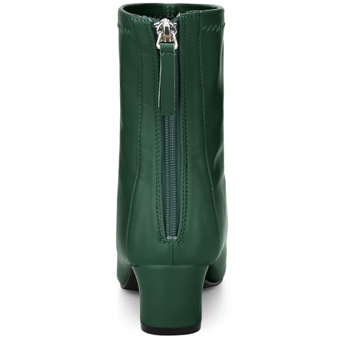 Allegra K Women's Square Toe Low Heel Dark Green Ankle Boots 5 M US