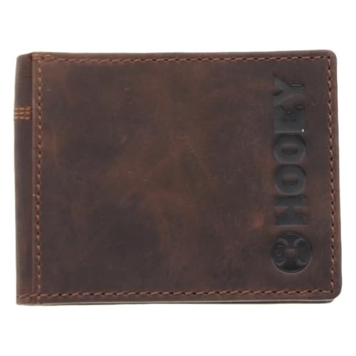 Image of HOOEY Wyatt Brown Leather Front Pocket Bifold Wallet | Western Cowboy Wallet for Men