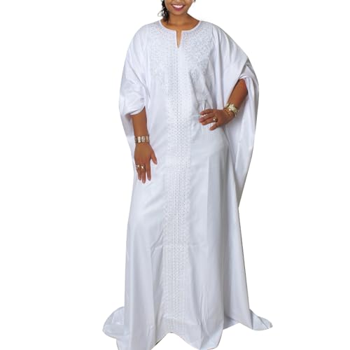 TIDOIRSA Loose African Dresses for Women,Hot Drilling Full Gown Embroidery Maxi Dress