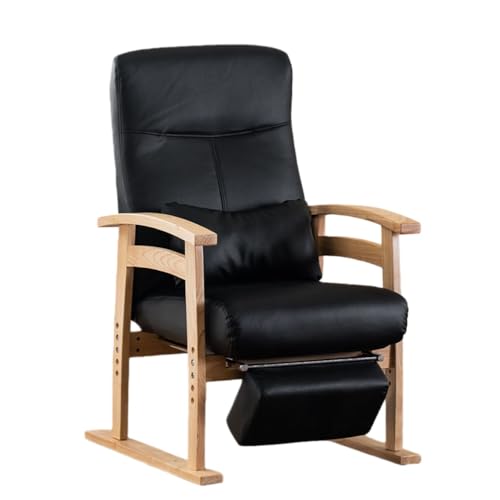 AOUDNリクライニングチェア 一人掛け 多段階調整 ソファベッド オットマン付き ハイバック リラックス 高座椅子 通気性 柔らかく 座り心地良い 昼休み 簡単装着 (ログカラーレザーB)