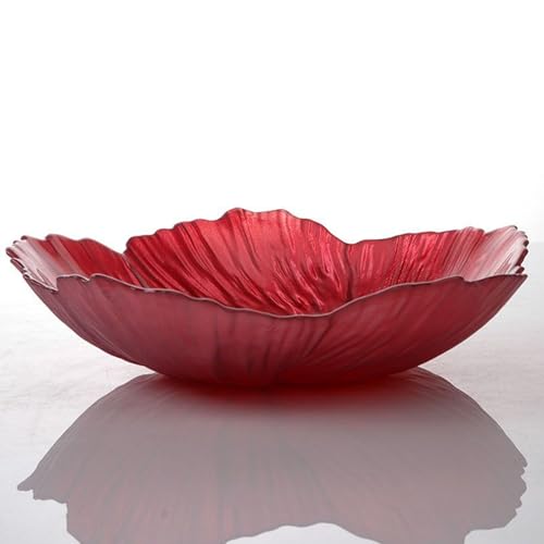 CGTQROVR Bol à fruits en verre, bol en verre décoratif en forme de fleur, en cristal de grande capacité, plat bonbons en non glip