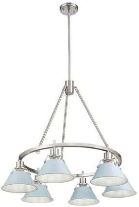 Golden Lighting 3306-6 PW-DB Orwell - 6 Light Chandelier-20.38 Inches Tall and 29 Inches Wide, Finish Color: Pewter, Shade Color: Dusky Blue