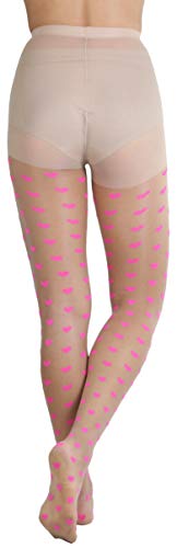 Image of ToBeInStyle Women's Valentine Day Themed Opaque Sheer Pantyhose w /Heart Love