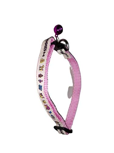 PSK PET MART Nylon Reflective Safety Cats Collar with Bells - Pink