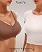Vertvie Women's Seamless Bras No Underwire Scalloped Push Up Bras Soft Wireless Comfort Bralettes Full Coverage Everyday Bra (Coffee,Medium)