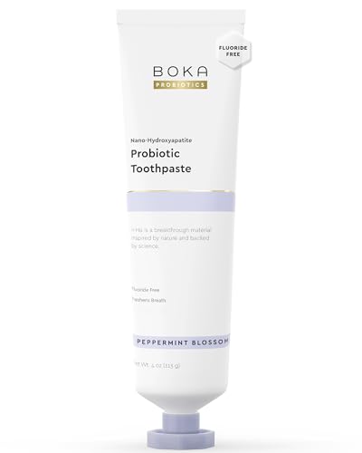 Boka Fluoride Free Toothpaste, Nano Hydroxyapatite Toothpaste, Appropriate for Sensitive Teeth - for Adult, Kids Oral Care - Probiotics - Peppermint Blossom, 4 Fl Oz 1Pk