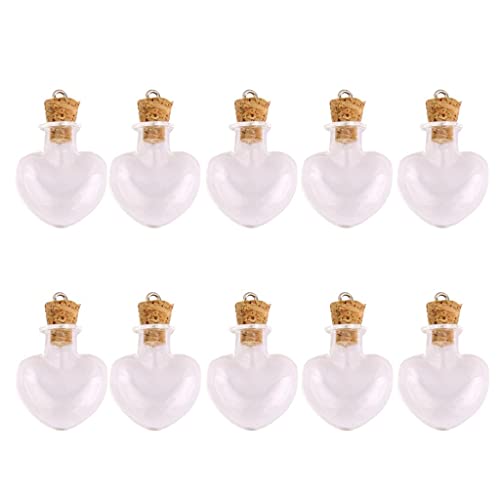 Tiuimk Set di 10 bottiglie in vetro a forma di cuore, trasparenti