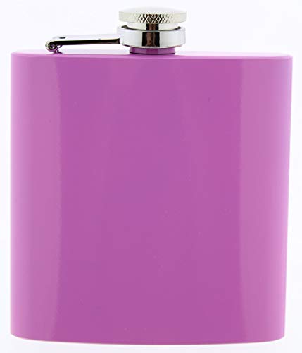 MCK-Handel Petaca de bolsillo, petaca de acero inoxidable, color rosa brillante, 6 onzas, para alcohol, whisky/vodka/ginebra, lila y rosa