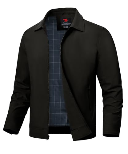 Image of TBMPOY Mens Lightweight Jackets Light Windbreaker Full Zip Casual Work Jacket Golf Business Fall Track Coat with Pockets