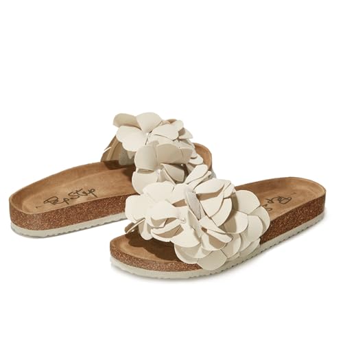 Image of PepStep Slide Sandals for Women or Ladies Dressy Summer Casual, Cute Bow Tie Knot On Top Strap, Comfy Slip On Cork Foot Bed