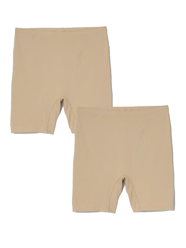 Image of mackly Girls Inner Shorts (Pack of 2) | 2-in-1 Seamless Panty Shorts with Gusset | Soft Breathable Base Layer for Dresses, Skirts
