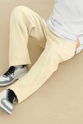 Image of INKKR Men's Polyester Causal Lightweight Elastic Waist with Drawstring Comfortable Loose Fit Trouser Pant