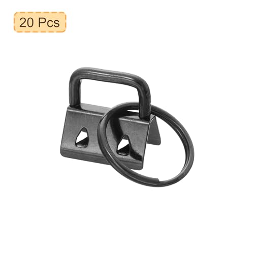 uxcell 20Pcs 20mm/ 0.8-inch Key Fob Hardware with Keychain Ring for Bag Webbing Wristlets Lanyards, Dark Nickel - Image 3