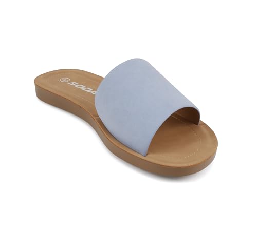Image of Soda Shoes Efron-S Women Flip Flops Basic Plain Slippers Slip On Sandals Slides Casual Peep Toe Beach