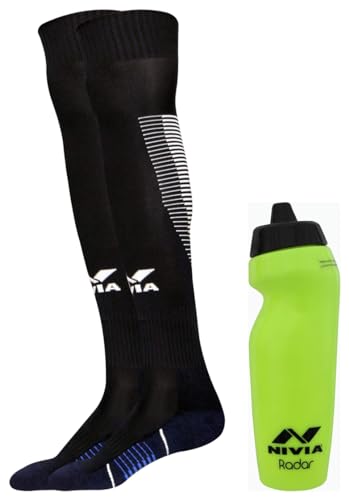 Image of Nivia Radar Sippers Bottle for Sports Cycling, 625ml (Green) Soccer Polypropylene Stockings PP, (Navy Blue, Medium) - Polyester Blend, Knee Length, Unisex, Pack of 1 Pair