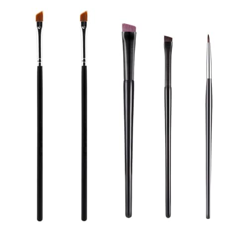 Pinceaux Maquillage Biseauté, Pinceau Eyeliner Incliné , Pinceau de Maquillage EyeLiner, Pour Sourcils Yeux Cil Angle Incliné ultra fin Pinceau Eyeliner Fibres Synthétiques 5 Pinceaux