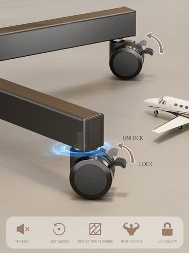 AX WABER Mobile TV-Ständer für 23-60 Zoll LCD LED OLED 4K Smart TVs hält bis zu 88lbs, Rolling TV-Ständer mit 3-Stufen höhenverstellbar, Kippbarer TV-Wagen mit rotierenden Verriegelungsrädern – Bild 4
