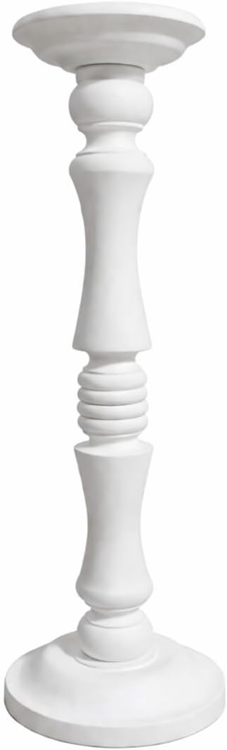 24 Inch Tall Wooden Floor Pillar Candle Holder for Rustic Home Decor White