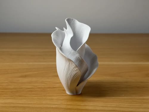 Best Decorative Vases: Glass vs Ceramic 84 Veil Petal Sculptural Decorative Vase, 3D Printed, Matte White