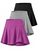 3-Pack Girls’ Athletic Skorts with Built-in Shorts & Adjustable Waist, Youth Skirts Tennis, Golf, Cheer...
