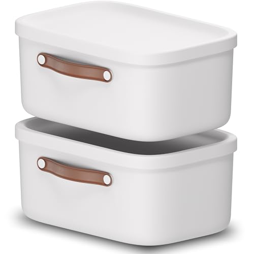 Rotho Maloja 2er-Set Aufbewahrungsbox mit Deckel 12 l, Kunststoff, weiss, 12 (39.5 x 26.5 x 17.7 cm) (Weiss)