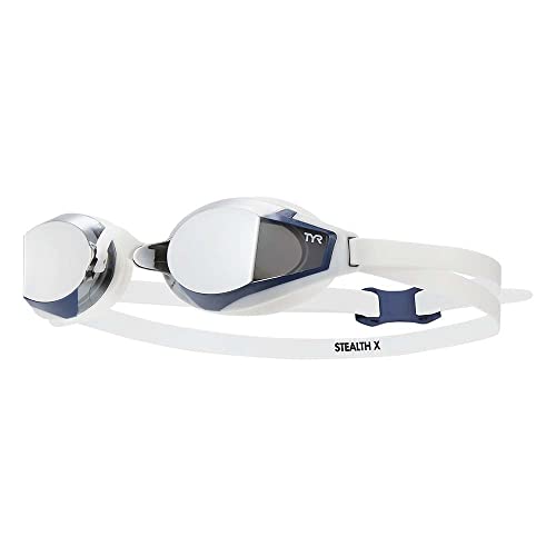 TYR Stealth-X Race Swim Goggles &ndash; Mirrored Anti-Fog Lenses, Adult Competition Fit, UV Protection...