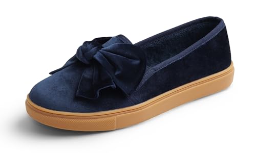 Image of FEVERSOLE Women's Casual Slip On Sneaker Fashion Bow Tie Loafer Flats
