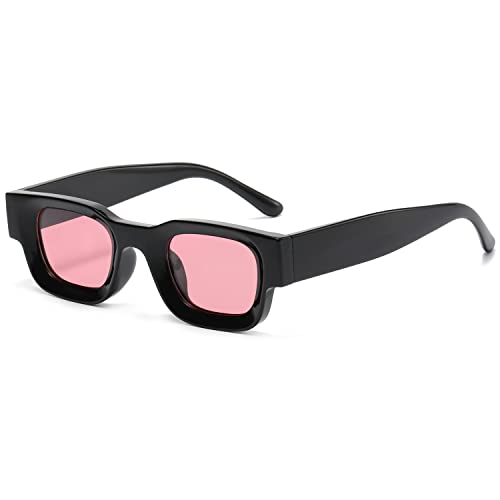 Image of EYLRIM Thick Square Frame Sunglasses for Women Men Chunky Rectangle Polarized Sunglasses UV400 Protection