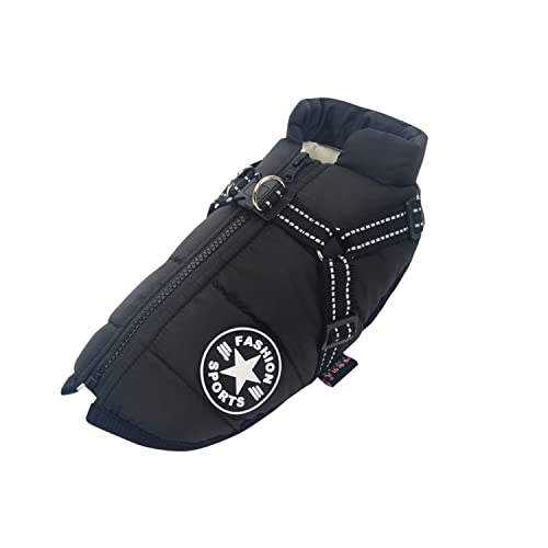 Ectkuee Manteau d'hiver Imperméable avec Harnais pour Chien Veste Costume Chaud Vêtements Chiot Animaux Gilet Réfléchissant Coupe-Vent pour Petit Moyen...
