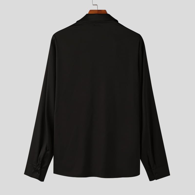 Men's French Flowing Collar Slim Fit Long Sleeve Shirt Casual Business Regualr Fit Button Down Wear - Image 3