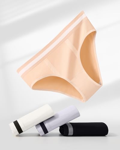 Image of Eiggam Women's Cotton Bikini Panties,High-Cut Full Coverage Stretch Cool Underwear for Women