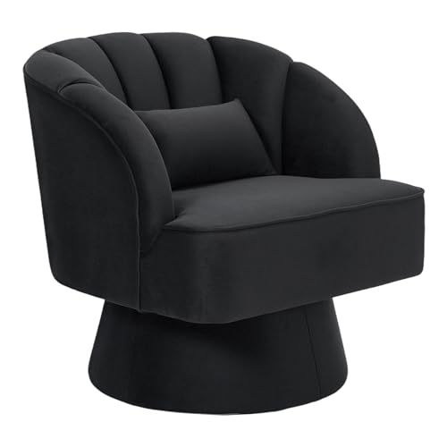 Sillón giratorio con 360 grados, moderno sillón tapizado con cojín suave, sillón con reposabrazos, adecuado para salón, dormitorio, oficina en casa, perfecto para esquinas de lectura o zonas de