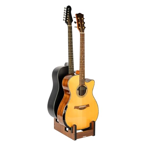 STRICH Wooden Guitar Stand for Multiple Guitars, 2-Holder, Front Display Space-Saving Floor Guitar...