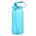 GTI 2L Large Capacity Sports Water Bottle, BPA Free 2 Liter 68 oz Wide Mouth Portable Big Plastic Bottle Leak Proof Space Cup Travel Mugs with Scale Straw Strap