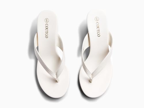 Image of Coutgo Womens Wedge Heels Sandals Platform Flip Flops Slides Slip On Summer Beach Shoes