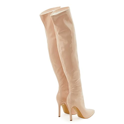 Bottes pointues genou en cuir laqué doux, l'excellence du style - 5