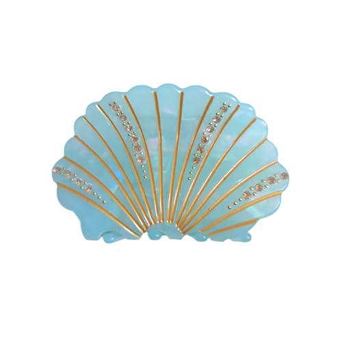 Novelty Sea Shell Hair Clips,Cute Acetate Claw Clip for Women,Fashion Hair Clip,Cyan