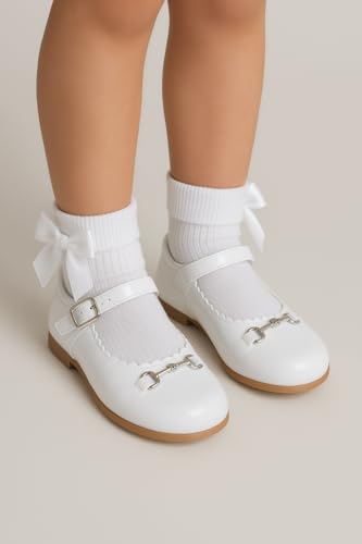 Girls Flat Mary Jane Shoes with Scallop Trim Flower Girl Communion Footwear4