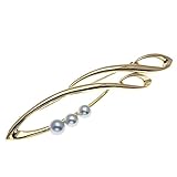 [K.jewel] K18 アコヤ本真珠 ナチュラルブルー デザイン ブローチ あこやパール 18金イエローゴールド 大ぶり 大きめ 個性的 レディース 日本製 1点もの