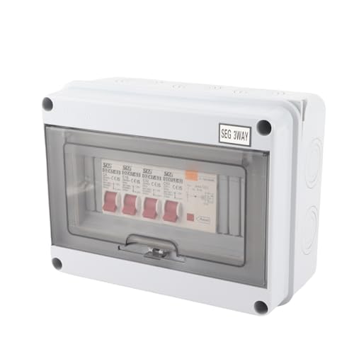 3 Way Consumer Unit with 63A 30mA RCD & 3 MCBs (6A,16A,32A) | IP65 Waterproof Circuit Breaker Panel for Garage, Workshop, Caravan and Outdoor Use
