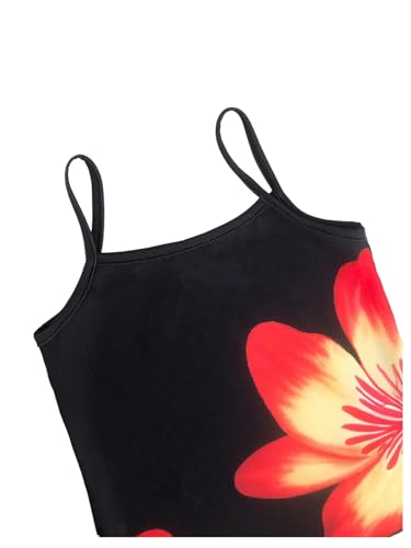 SOLY HUX Toddler Girl's Summer Floral Print Split Cami Dress Spaghetti Strap Midi Dresses4