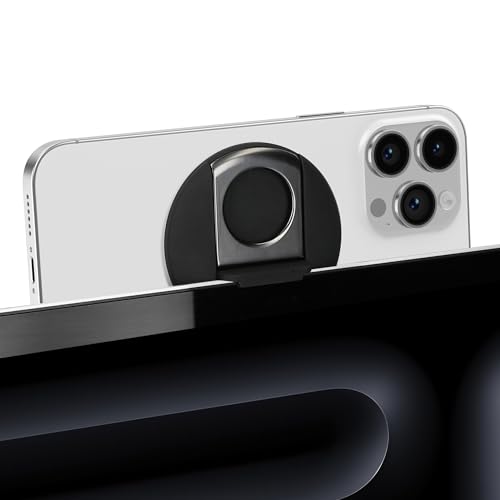 kwmobile Phone Mount Holder Compatible with Apple MacBook OS Ventura/iOS 16 iPhone 16 15 14 13 12 Mount - Phone Laptop Attachment - Black